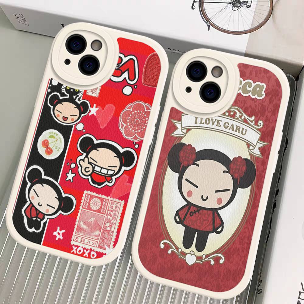 Popular Animation P-Pucca Phone Case For IPhone 16 15 14 13 12 11 Pro Max Plus Leather Soft Cover
