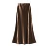 Elegant Satin Fish Tail Skirt For Women With Stretch Waistband In Spring Fashion