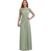 Dress European and American Chiffon Elegant Seven-quarter-sleeved Multi-color Enlarged Evening Dress Dance Dress