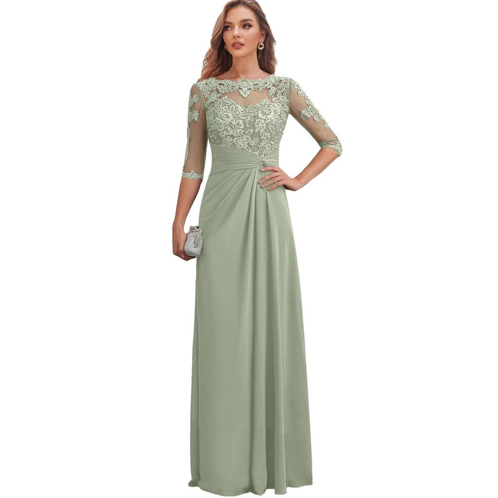 Dress European and American Chiffon Elegant Seven-quarter-sleeved Multi-color Enlarged Evening Dress Dance Dress