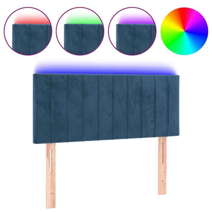 VidaXL Tête de Lit à LED Meuble de Chambre à Coucher Accessoire de Lit Simple Tête de Cadre de Lit Intérieur Bleu Foncé 3121890