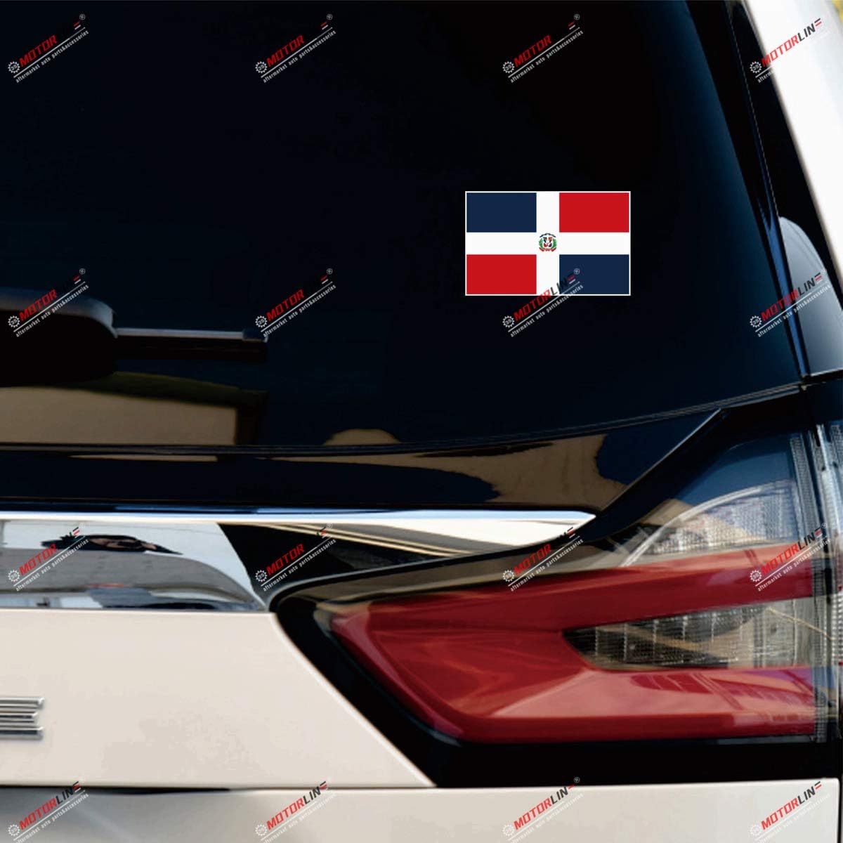 Dominican Country Flag Vinyl Decal Sticker - 4 Pack Glossy, 2 Inches, 3 Inches, 4 Inches, 6 Inches - for Car Boat Laptop Cup