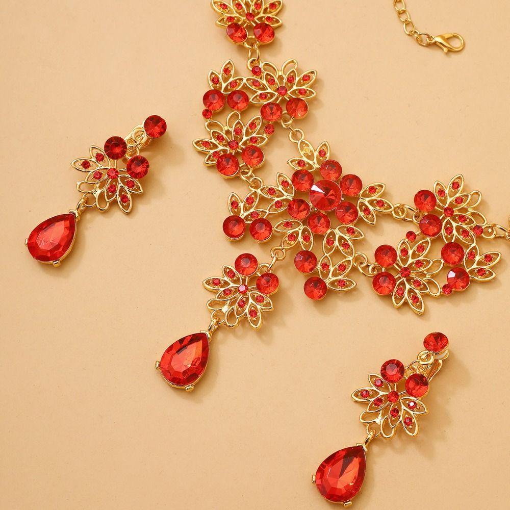 Crystal Earrings Necklace Set Exaggerate Women's Jewelry Fashion Rhinestone Jewelry Set Party