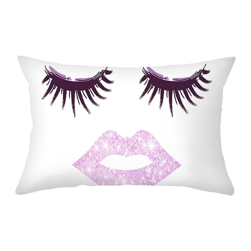 Peach Skin Waist Pillowcase Eyelash Print Cushion Cover Sofa Office Cushion Cover