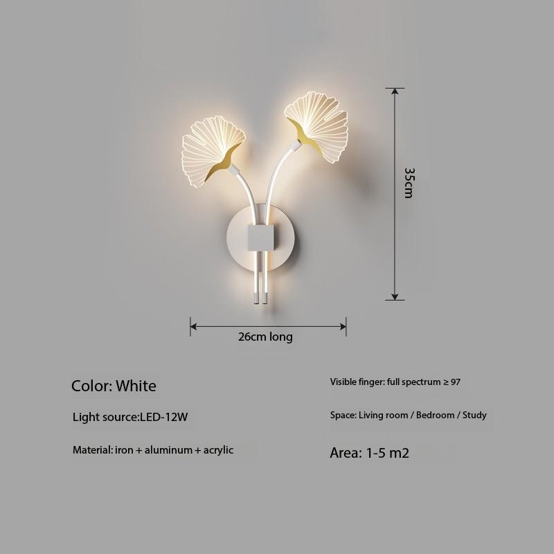 

2024 Новий світлодіодний настінний світильник з листям гінкго Внутрішня вітальня Біля ліжка Спальня Диван Сучасний декор Освітлення Домашні настінні світильники Бра 3 lights