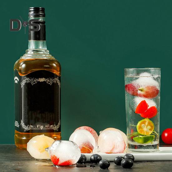 Ice Ball Maker 4 Hole Round Ice Cube Mold Easy Fill Release Ice Sphere Maker with Silicone Cover for Whiskey Cocktails