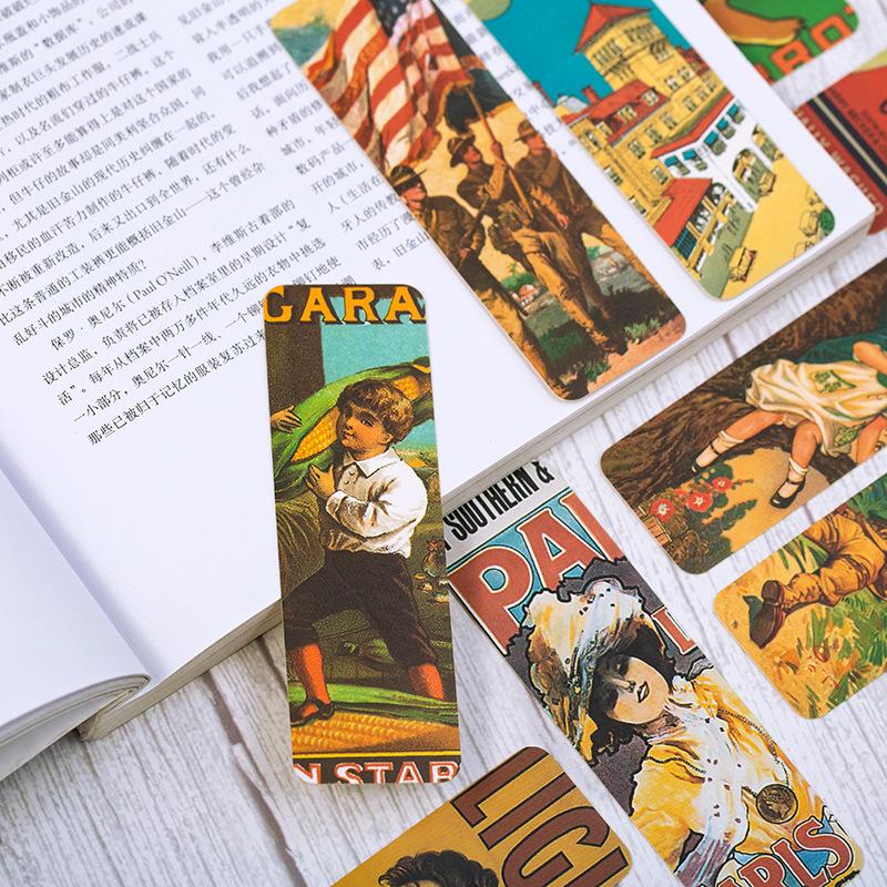 28 Pcs/Set Retro Art Bookmarks Paper Creative Vintage Cartoon Hand Account DIY Decor Bookmark Stationery Student Office Supplies