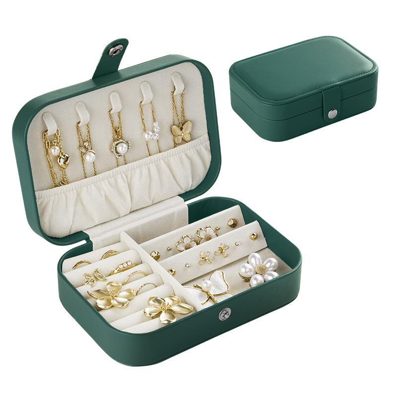 Portable Jewelry Box Jewelry Organizer Display Travel Jewelry Case Boxes Button Leather Storage Zipper