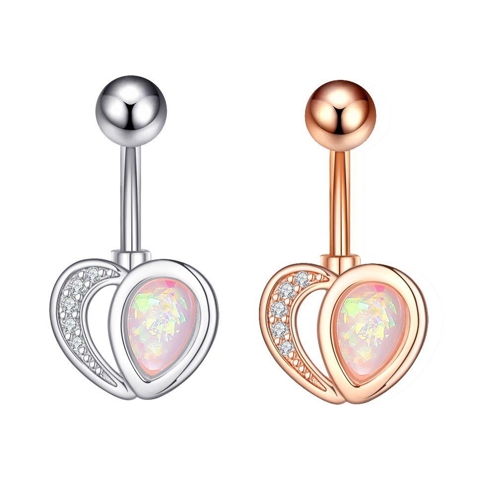 Curved Belly Button Rings Stainless Steel Body Piercing Jewelry Vintage Zircon Navel Ring  Gift