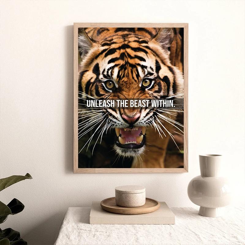 Mindset Is Everything Lion Eagle Wolf Cat Tiger HD Pictures Poster Inspirational Quotes Canvas Painting Wall Art Room Home Decor