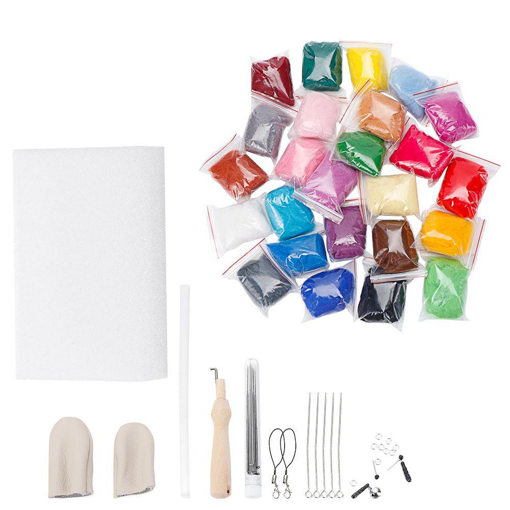 

Полезный пенопластовый коврик DIY Crafts Деревянная ручка Игла для валяния Набор для валяния Набор швейных инструментов Шерстяная ровница 25colors