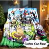 Custom Name Zombies Invasion Galactic Heroes Blanket Ideal Bedding Blanket Perfect for Travel, Camping, Living Rooms, Sofas, Fan Christmas Gift