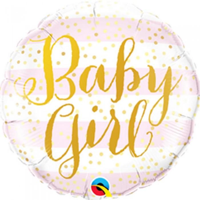 Qualatex 18 Inch Baby Girl Striped Round Foil Balloon