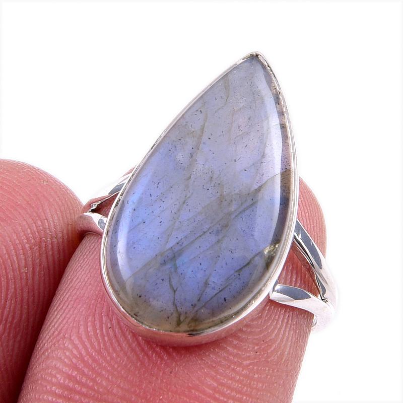 

Natural Labradorite Gemstone 925 Solid Sterling Silver Jewelry Ring Size 6 y2m80