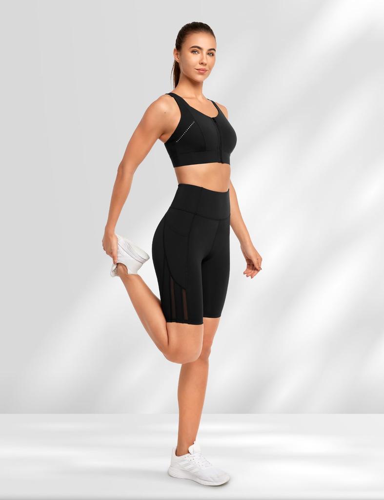 Yvette Sports Bra for No Front Large High Integrated Sweat Quick Sports M Black Women, Bounce, Opening, Size, Support, Cup, Adjustable, Wicking,