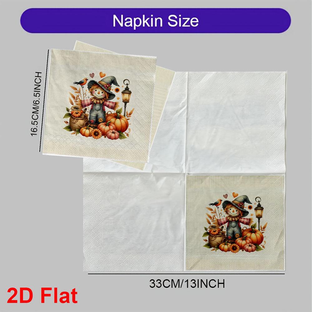 20pcs Disposable Napkins with Pumpkin, Scarecrow Pattern Print for Wedding,Parties,and Daily Use for Thanksgiving Fall Christmas Table Decoration