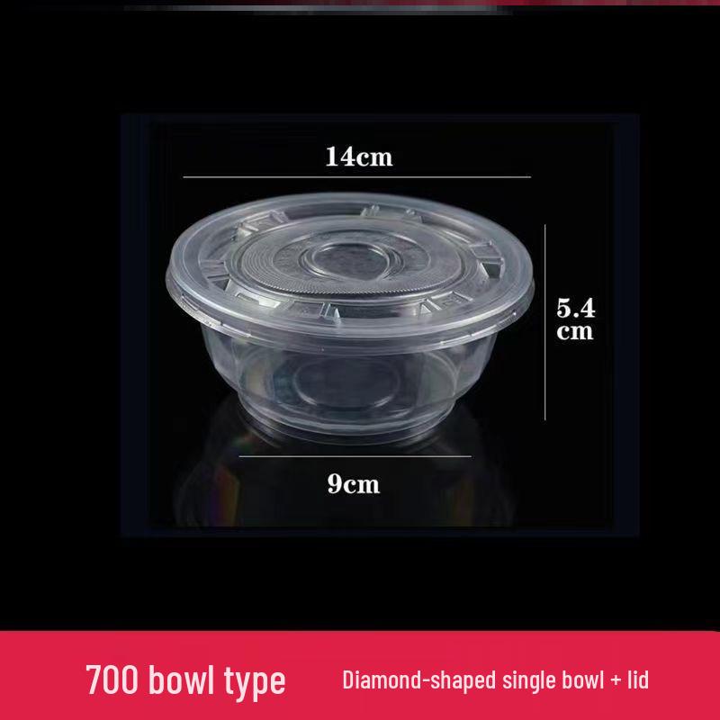 Transparent Thickened Disposable Plastic Bowl - Round, No Lid, Heat-Resistant for Home and Commercial Use