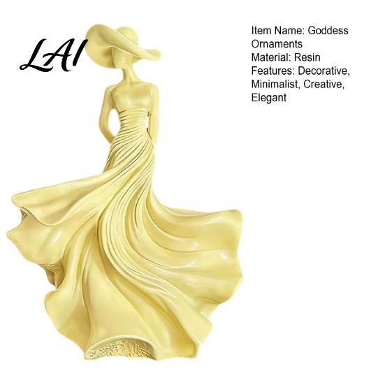 Stable Base Figurine Woman Statue Resin Art Sculpture for Living Room Mantel Shelf Decor Modern Female Goddess Statue Decor Figurine Wide Brim Hat