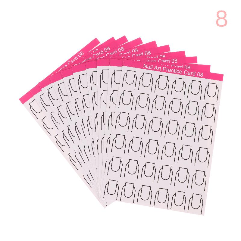 

10 Sheet Double-Sided Nail Practice Cards Nails Shape Training Cards Nail Art Designing Cards False For Beginner Manicure Board 8