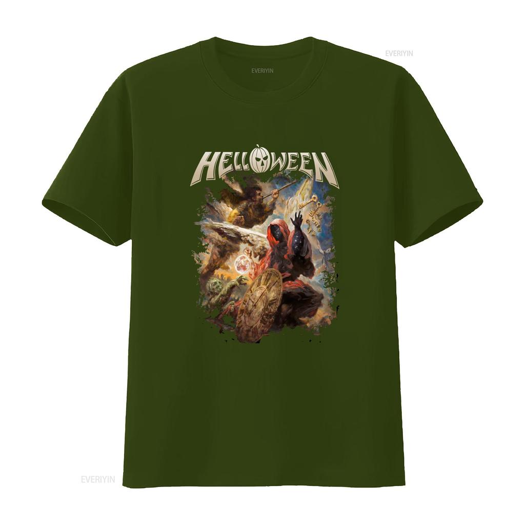 Helloween Album Cover Print Black T Shirt New Official Design for vintage Washed graphic Stylish Versatile Stretched fashion