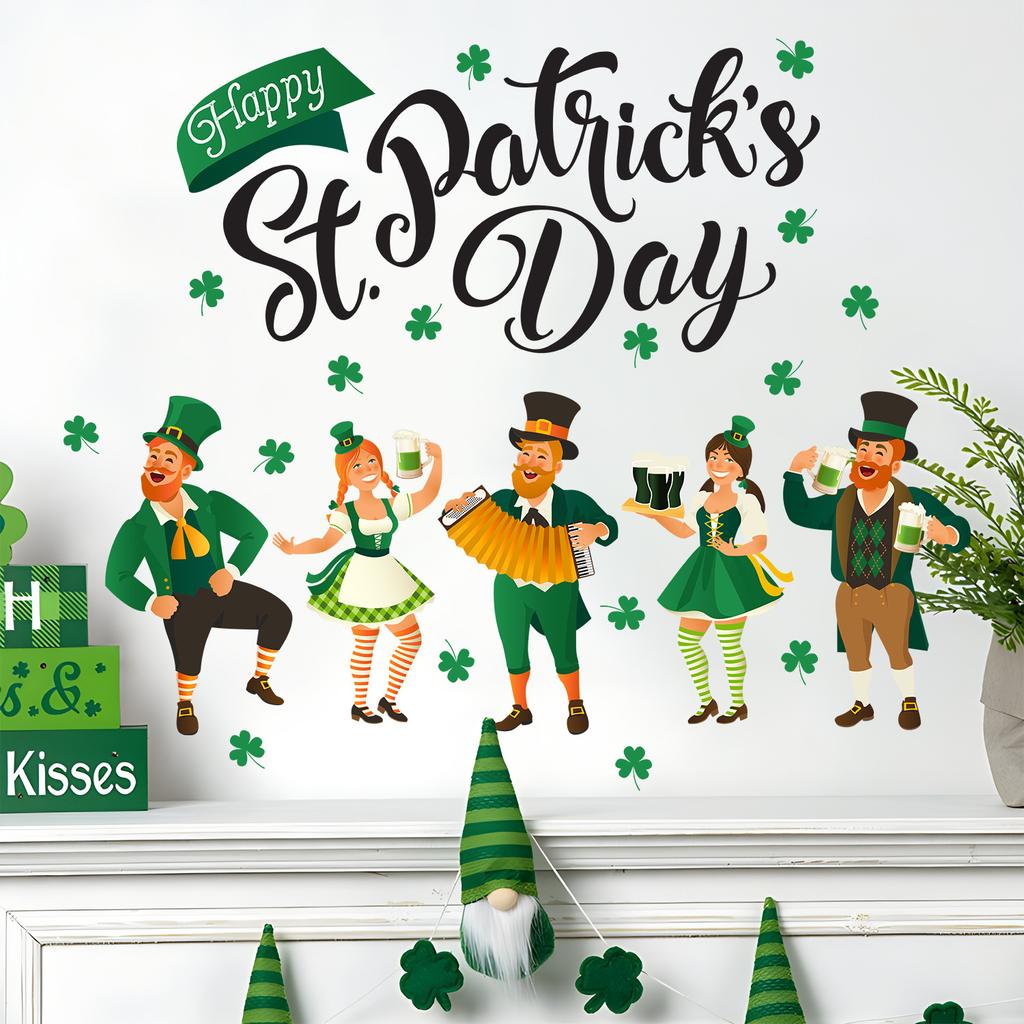 St. Patrick's Day Clover Letter Bedroom Living Room Study Room Holiday Decoration Beautification Stickers