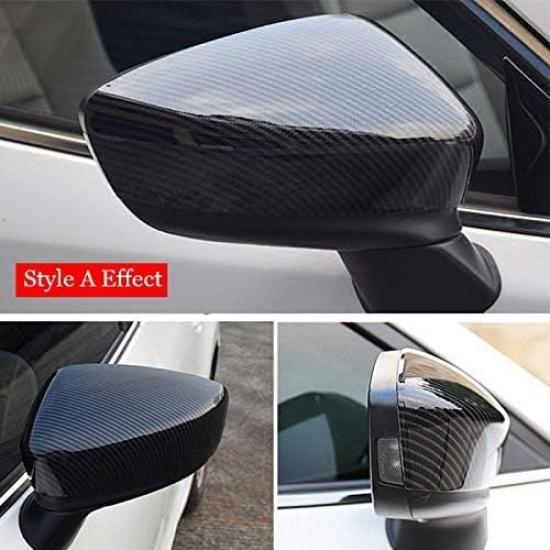 2 Peças Tampas de Cobertura para Espelho Retrovisor Lateral Porta Traseira Acessórios de Acabamento para Mazda 3 Axela 2014 2015 2016 2017 2018 Fibra de Carbono