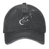 Guitar Music Notes Washed Baseball Cap Vintage Denim Style Adjustable Outdoor Sports Hat