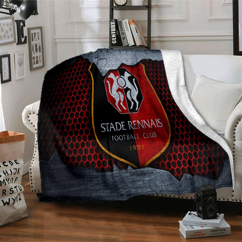 Stade Fc Emblem Flannel Blanket, Soft Polyester, Modern Design, All-Season for Camping, Travel, Gifts for Holidays or Birthdays