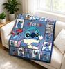 Adorable Multi‑Expression Stitch Blanket Soft Throw, Customized Name Cartoon Fleece Throw for Bedroom Decor