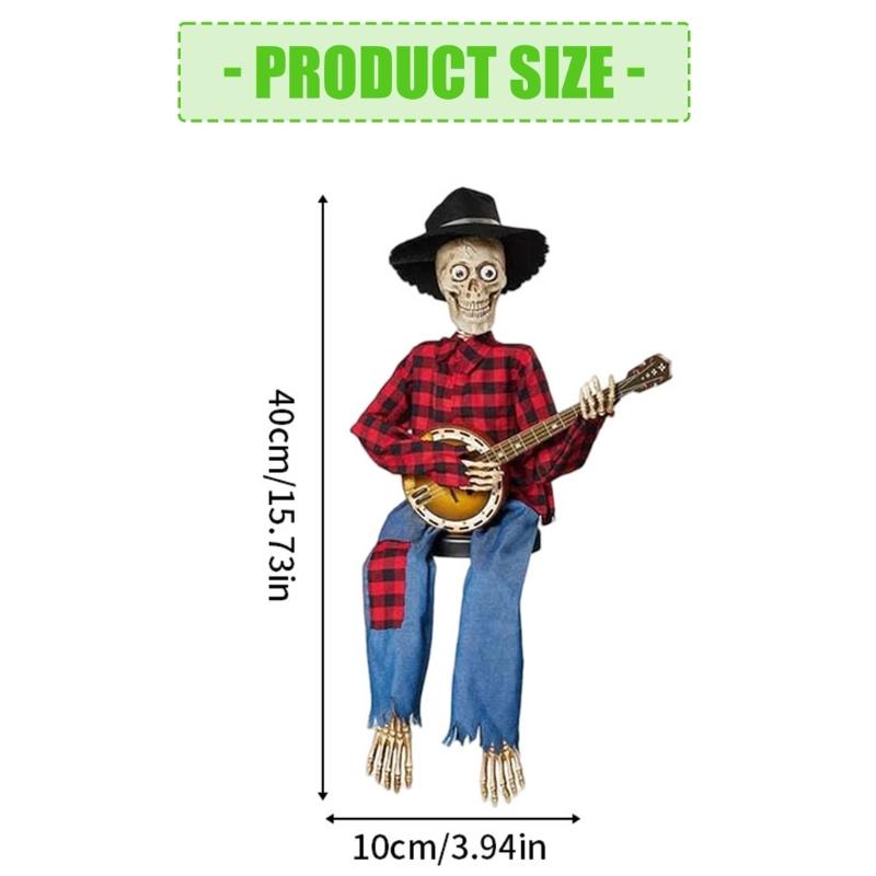 Dueling Banjo Playing Skeletons Halloween Decoration Set Illuminating Plastic Musicians For Home Yard Themed Parties