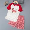 Kids' Summer Short-Sleeve Set: Cool Soft Pajamas & Outdoor Wear for Older Children, Includes Top and Shorts