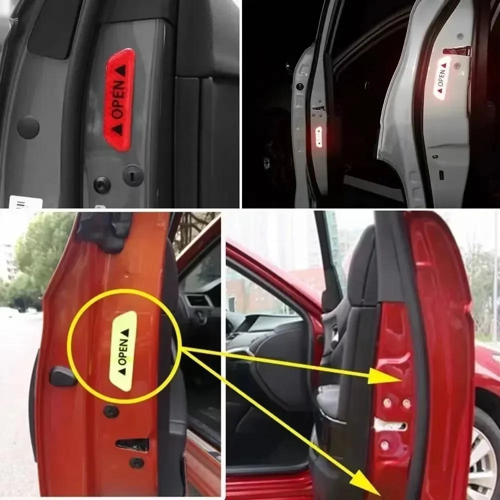 4 vnt. šviesą atspindintis automobilio durų lipdukas, saugaus atidarymo įspėjimas, atšvaito juosta, lipdukas Automobilio priedai, išorinis vidinis atšvaitas lipdukas