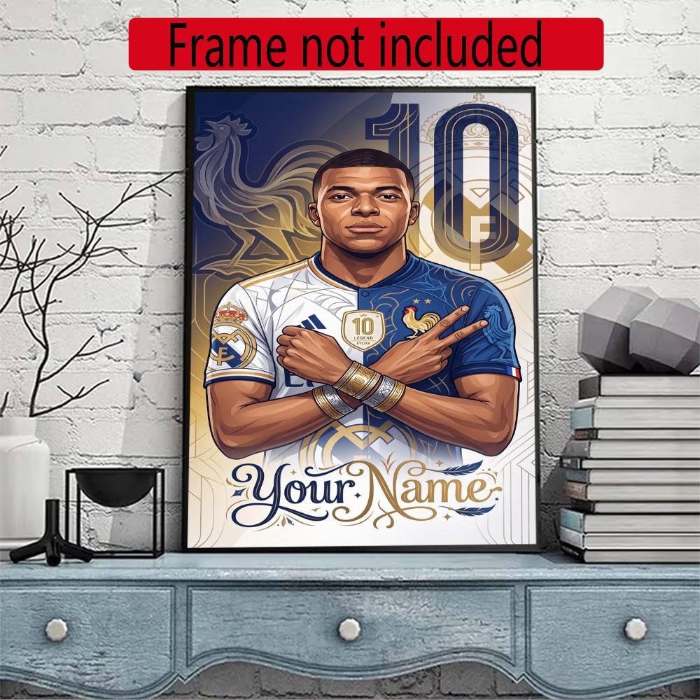 Mbappe Personalized Text Diamond Painting Round Diamond Mosaic Rhinestones Diamond Embroidery Craft Kit Wall Decor Without Frame