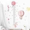 2Pcs Cartoon Cute Pink Rabbit Balloon Height Measurement Wall Stickers for Kids Room Bedroom Home Decoration Wall Decals