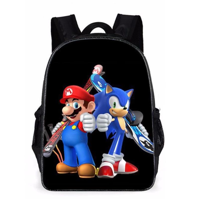 Super Mario Cartoon School Bag Student Backpack Waterproof And Expandable Fashionable And Trendy Style Nylon Material