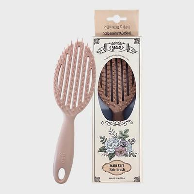 Spazzola per capelli Cura del cuoio capelluto Rotonda (Corallo Marrone)