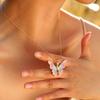 Stainless Steel Butterfly Charm Pendant Necklace for Women, Waterproof 18K Gold Plated Tarnish Free Summer Daily Layering