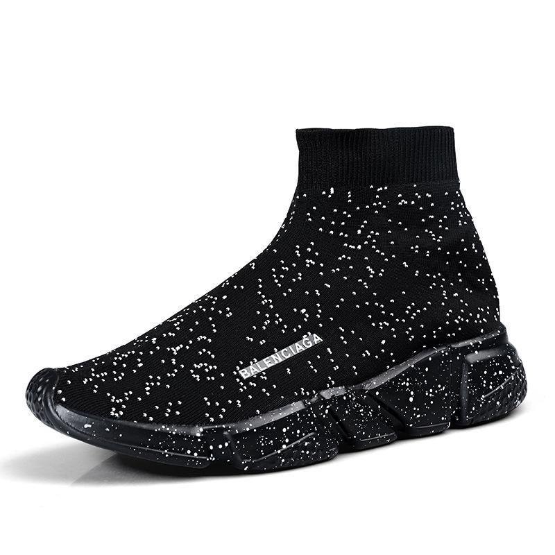 2025 new high-top socks, shoes for men and women, fly-woven lazy shoes, mesh large-size sports trendy shoes for men