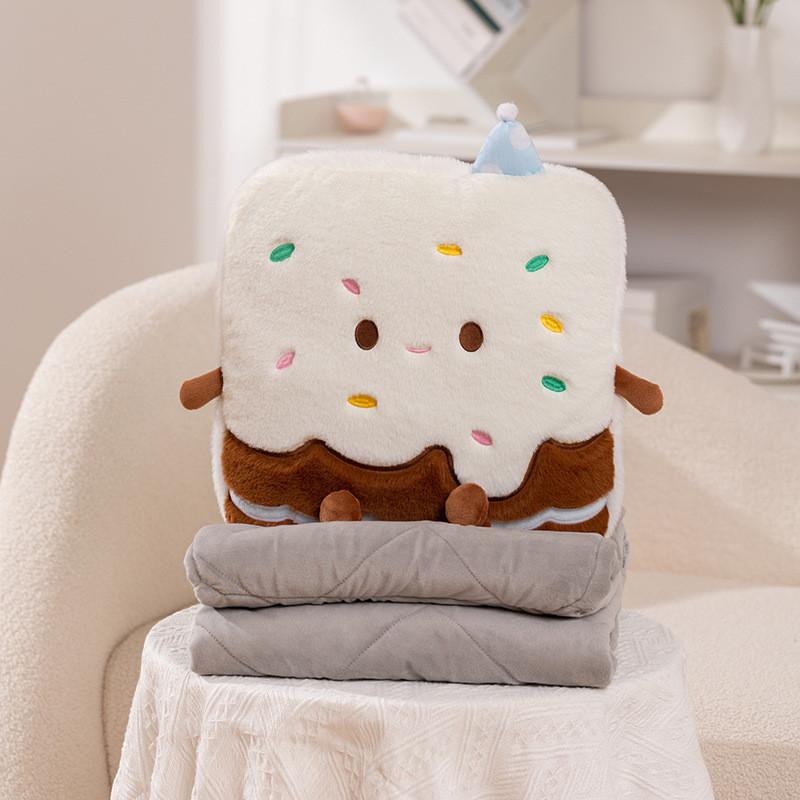 Cake Quilt Simulated Pillow 2in1 Cheese Wrapped Sea Salt Roll Cream Cake Doll