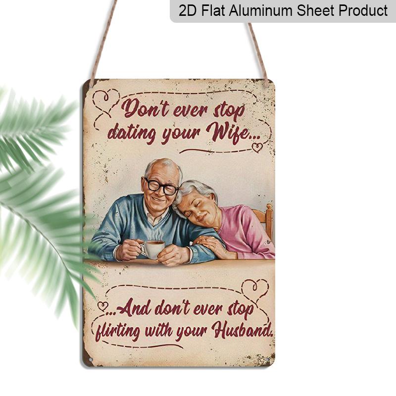 

2D Flat 1pc Vintage Metal Sign, 8 x12 Aluminium Romantic Couple Wall Art, Multipurpose Home Decor, Love & Dating Quote, Ideal for Wedding 20*30cm
