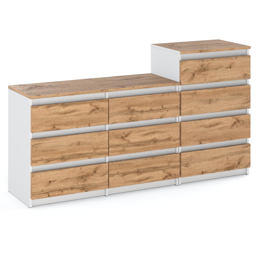 Kommode 10 Schrank 64 Mattweiß / Wotan Eiche