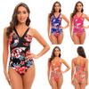 Womens Printed One-Piece Swimsuit With Adjustable Straps Modest Coverage Tummy Control Sweet Floral Design Pool Beach