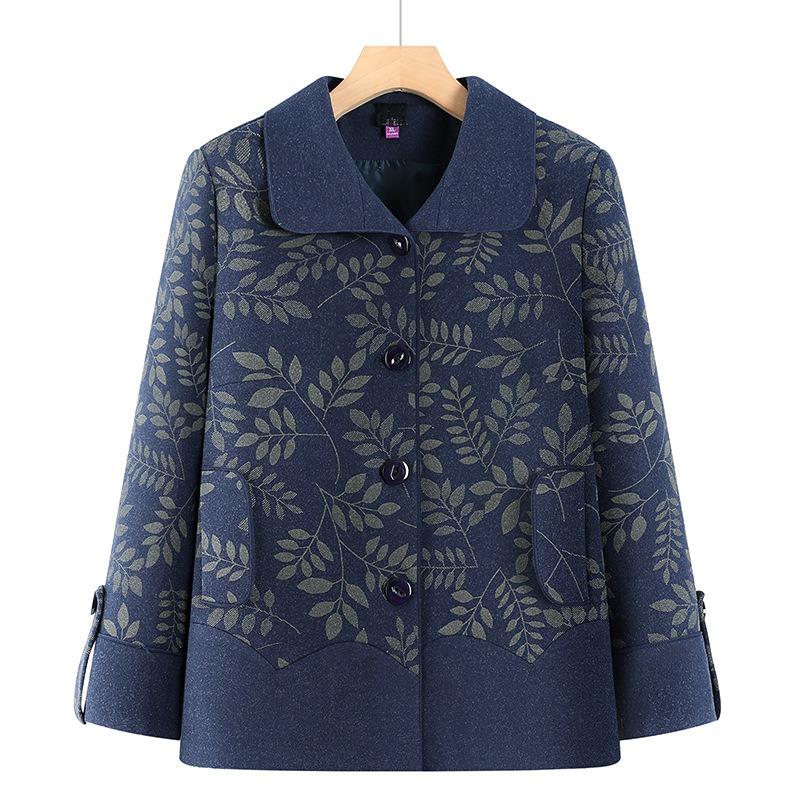 

Woolen coat women s lapel neck woolen top wife autumn and winter clothes 5XL (recommended 145-80 kg) синій