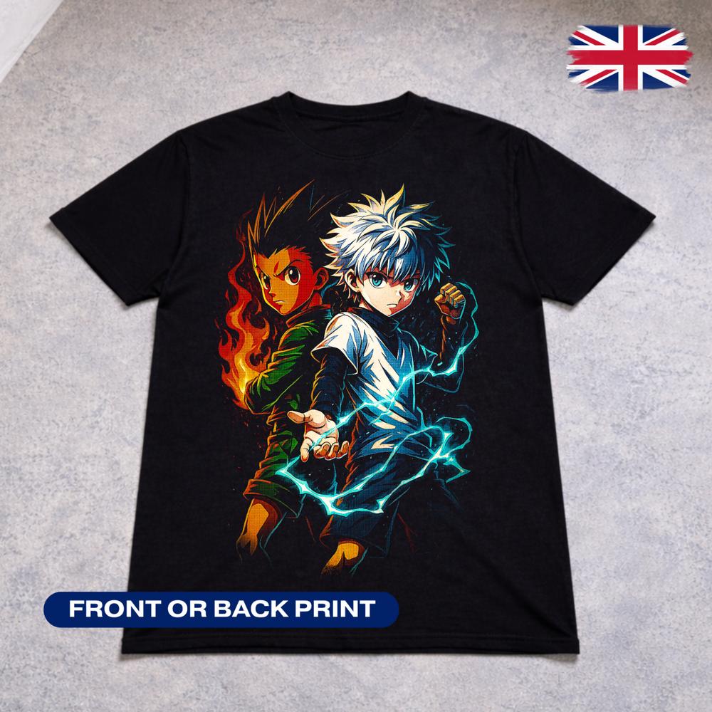 Hunter x Hunter Gon Killua T Shirt Anime Duo Tee HxH Kids Adults Black 2XL