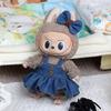 For 17cm/38cm Labubu Doll Clothes Fashion Denim Dress Doll Clothes Color Match Dress Dolls Accessories Cute Decoration Little Clothes
