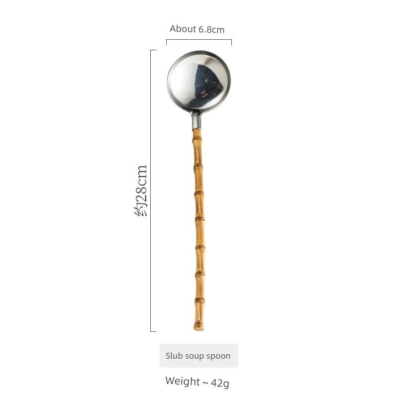 Stainless Steel Oven Mitts Commercial Eat Hot Pot Spoon Bamboo spoon