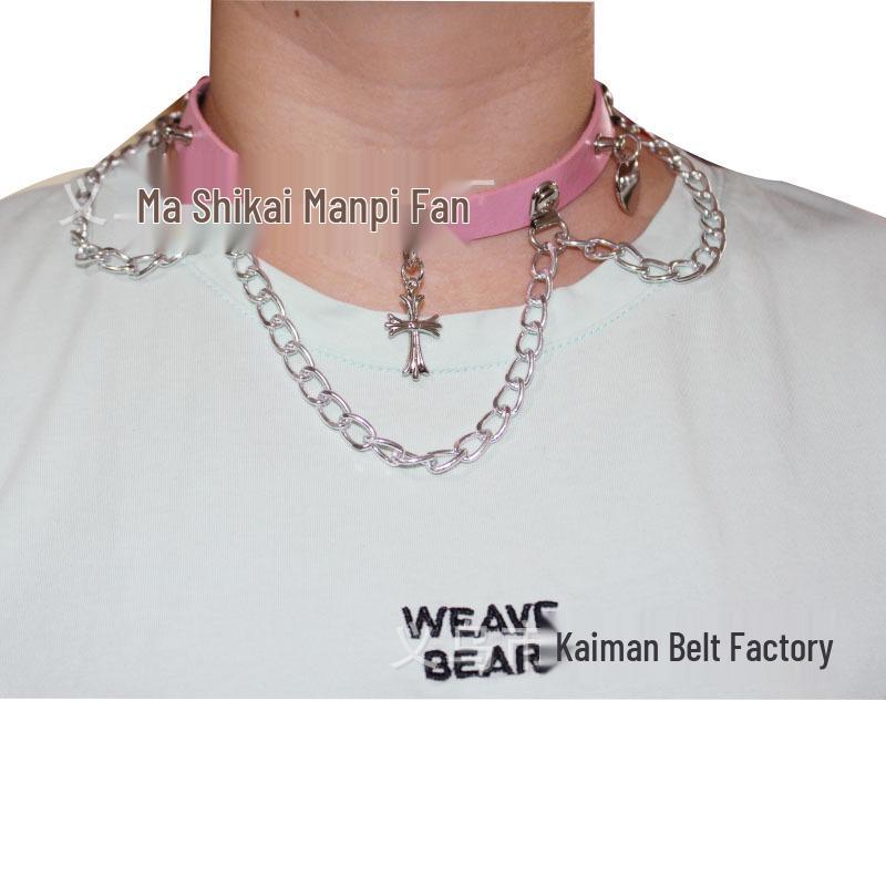 European-American Punk Hip Hop Choker with Heart Pendant