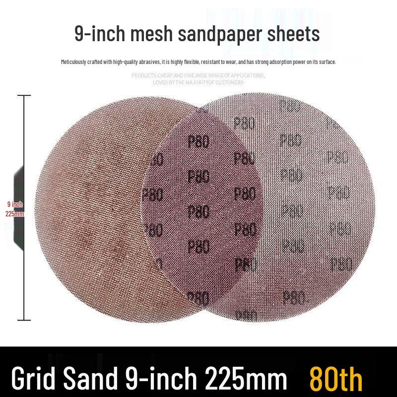 9" Dustless Mesh Sandpaper Disc: Anti-Clog, Self-Adhesive, Wall Putty & Surface Grinding
