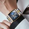 Orologio da uomo quadrato di marca nuova, lusso leggero, elegante, casual da lavoro, cinturino in acciaio, luminoso, impermeabile, da polso