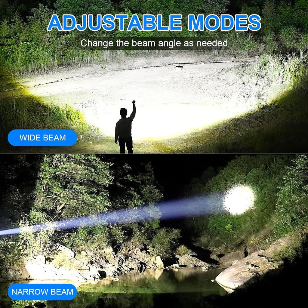 Rechargeable Flashlights High Lumens 2 Packs, 990000 Lumens Super Bright LED Flashlight with 7 Modes & Waterproof, Powerful Flash Light for Home